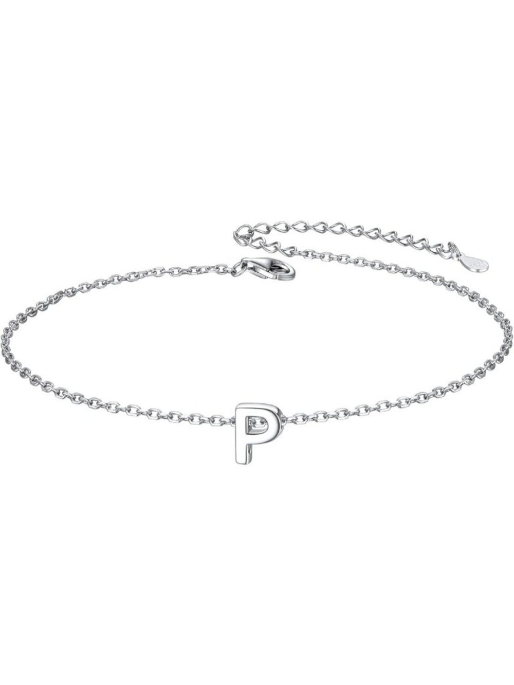 Letter P Initial Bracelet 925 Sterling Silver Letter Bracelet Dainty